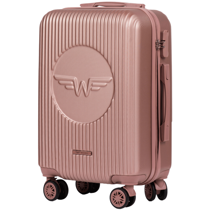 Troler cabina Wings Swallow 55.5x37.5x22 cm ABS+ rose gold