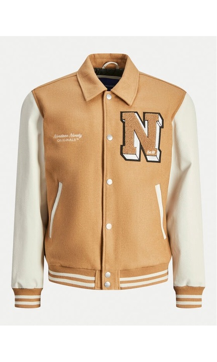 Jack&Jones Geaca bomber Carter 12260455 Bej Regular Fit, Poliester