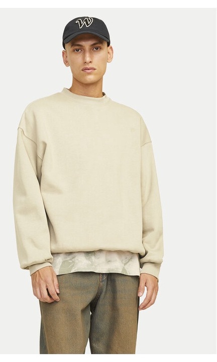 Jack&Jones Bluza Urban Edge 12259945 Bej Loose Fit, Bumbac