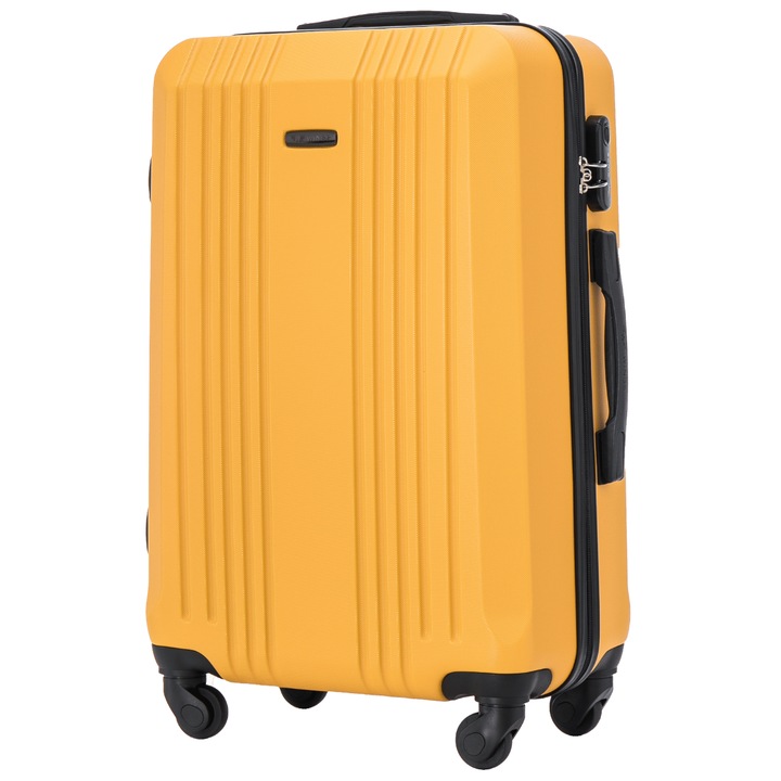 Wings Közepes bőrönd, 24", 4 forgó kerékkel, számzárral, teleszkópos fogantyúval, ABS+, 65x42x24cm, Sárga