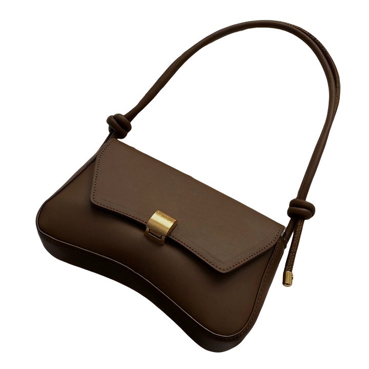 Női válltáska, barna, ökológiai bőr, 20x40cm, egy rekeszes