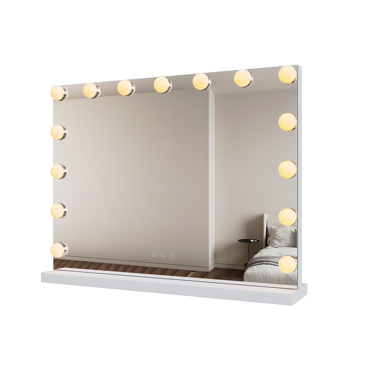 Oglinda cosmetica, 3 culori reglabile, iluminare LED, 58x12x45.5cm