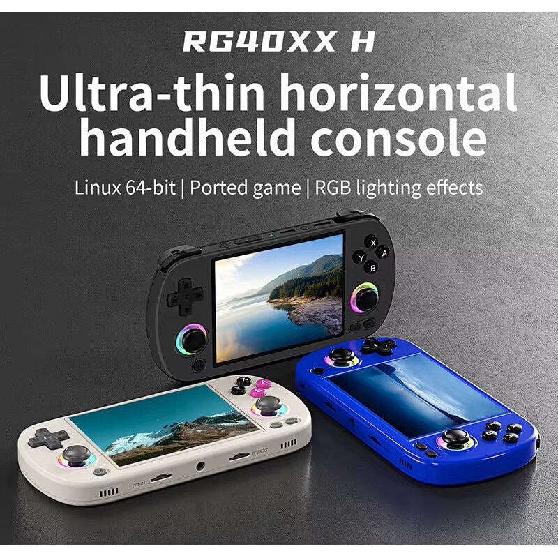 Consola portabila Anbernic RG40XX H, Emulatoare PS1 GB N64, 64GB, Jocuri incluse, Cortex A53 Quad Core, Wifi, Dual RGB Analog, Albastru
