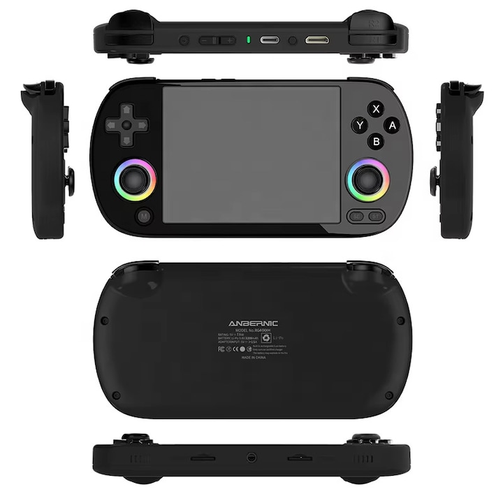 Преносима конзола Anbernic RG40XX H, Емулатори PS1 GB N64, 64GB, Включени игри, Cortex A53 Quad Core, Wifi, Dual RGB Analog, Черен