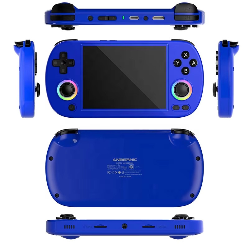 Consola portabila Anbernic RG40XX H, Emulatoare PS1 GB N64, 64GB, Jocuri incluse, Cortex A53 Quad Core, Wifi, Dual RGB Analog, Albastru