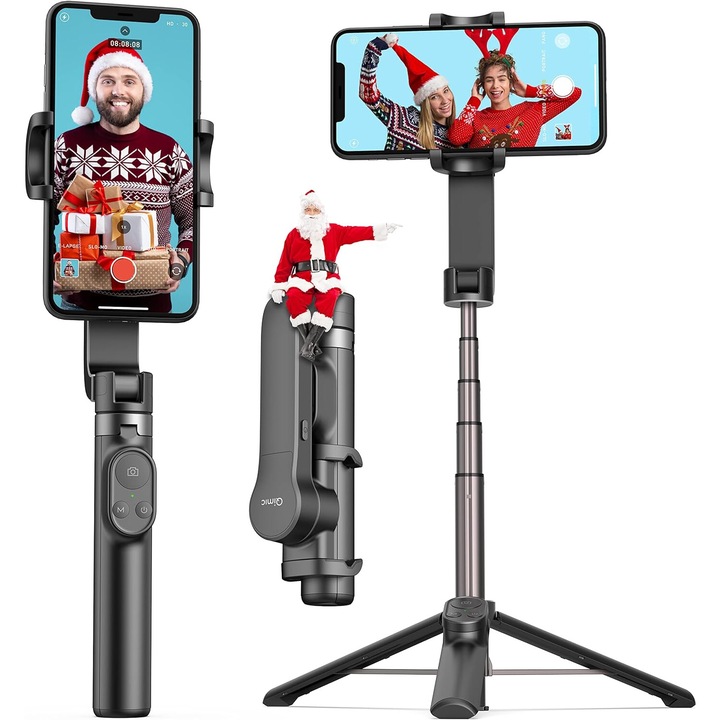 Selfie Stick Trepied pentru telefon cu telecomanda fara fir Baterie de 920 mAh, stabilizator de echilibru automat pentru iPhone si Android