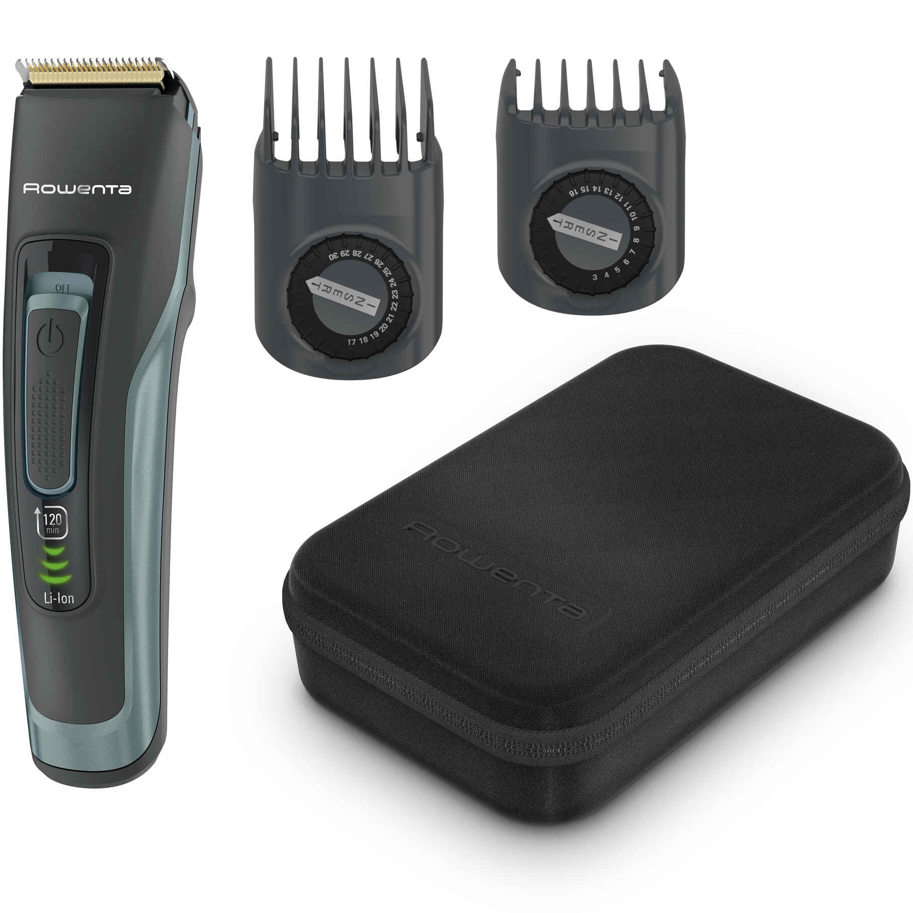 Aparat de tuns parul si barba Rowenta Advancer TN5224E0, 2 piepteni reglabili, pana la 29 de lungimi, 0.5 - 30 mm, setare precizie 1 mm, autonomie 120 minute, indicator baterie LED