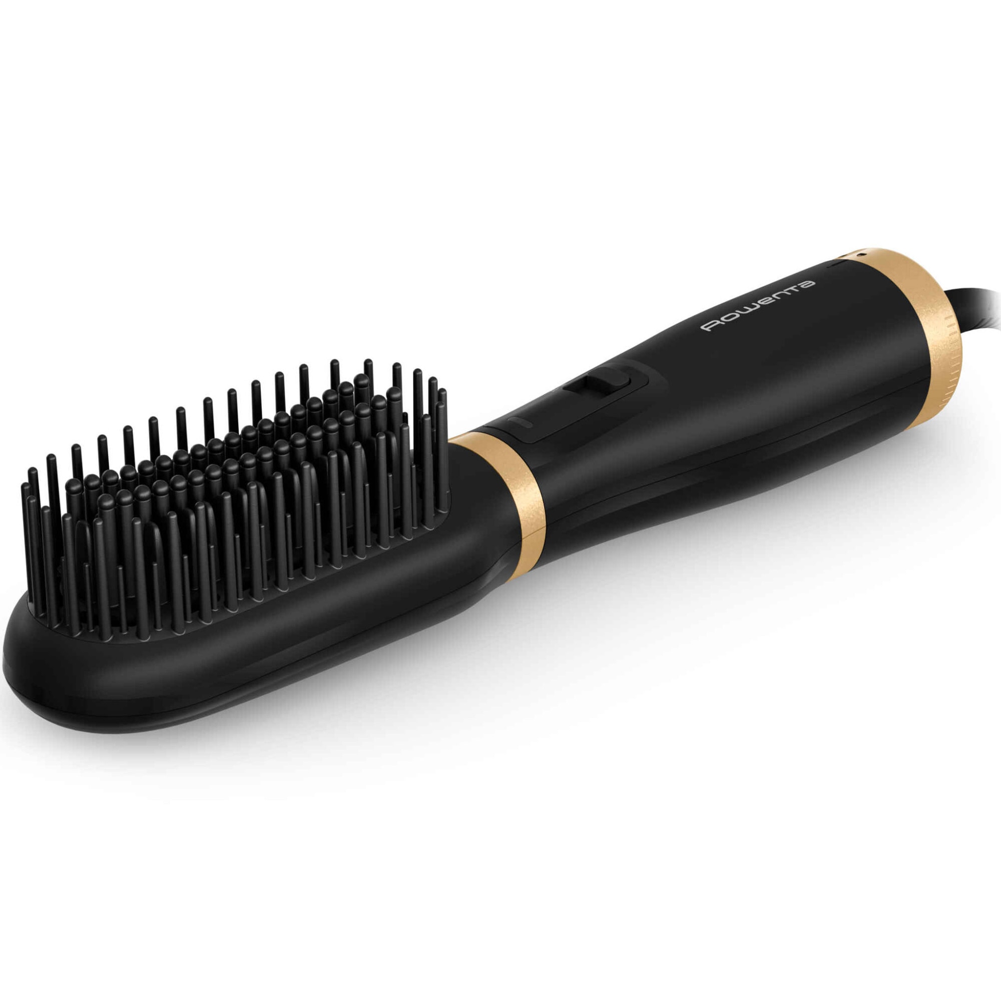 Perie de uscat si indreptat parul cu aer cald 2 in 1 Rowenta Powerstraight Air UB5920F0, 500W, 3 trepte de caldura/aer, invelis ceramic, generare ioni, negru & auriu