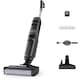 Aspirator vertical fara fir cu spalare Rowenta X-Clean 4 GZ5037WO, 200W, 425 RPM, pana la 50 min autonomie, ecran LED, functie autocuratare, baza de incarcare cu suport accesorii, compatibil cu detergent, gri & negru