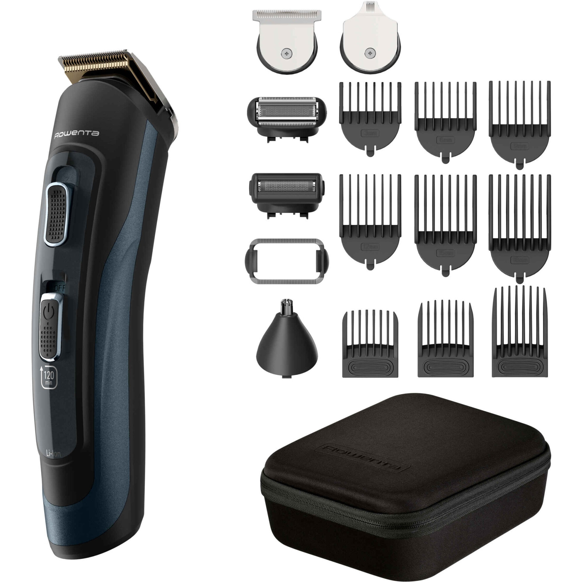 Aparat de tuns parul si barba Rowenta Selectium 17 in 1 TN9464E0, autonomie 120 min, 9 piepteni, accesoriu ras barba si parul corporal, lama de precizie pentru barba, accesoriu nas