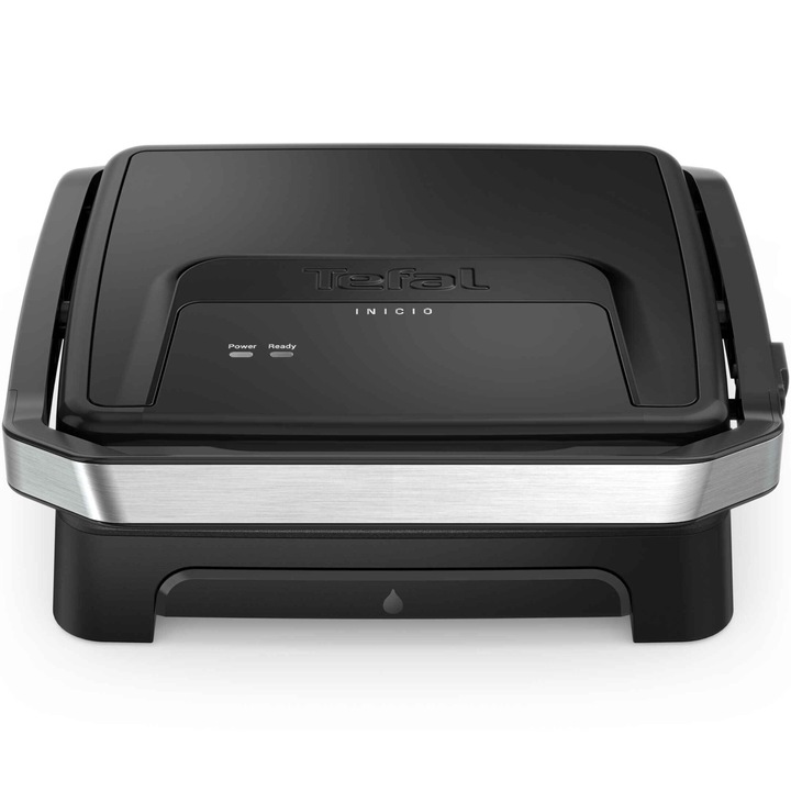 Мултифункционална електрическа скара Tefal Inicio Panini Maker & Grill GC271810, 2180W, До 6 души, Незалепваща повърхност за готвене 29x26 см, Вертикално съхранение, Съхранение на кабела, Подвижна тава за мазнина, Черен