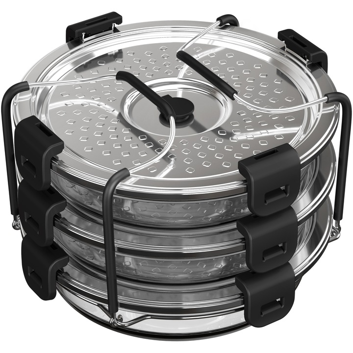 Accesoriu gatire sub presiune a 3 preparate simultan Tefal XA6130E0, compatibil cu multicookerul Tefal Cook4me, seriile CY85xx, CY91xx, sticla si inox