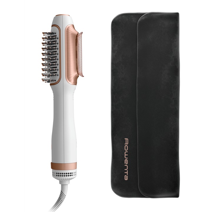 Сешоар и четка с горещ въздух Rowenta Reverso 2 в 1 CF9820F0, 2 нива на скорост/температура, Включен калъф, Бял/Златист