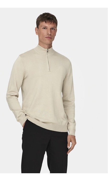 Only & Sons Wyler pulóver 22021264 bézs, normál szabású, viszkóz