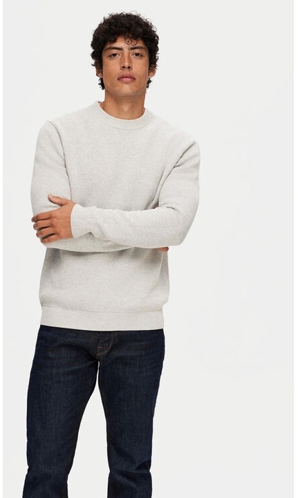 Selected Homme Pulover Dane 16092599 Gri Regular Fit, Bumbac, 2XL INTL