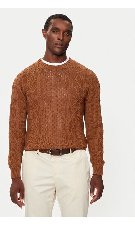 Matinique Triton pulóver 30207487 barna normál szabású, pamut