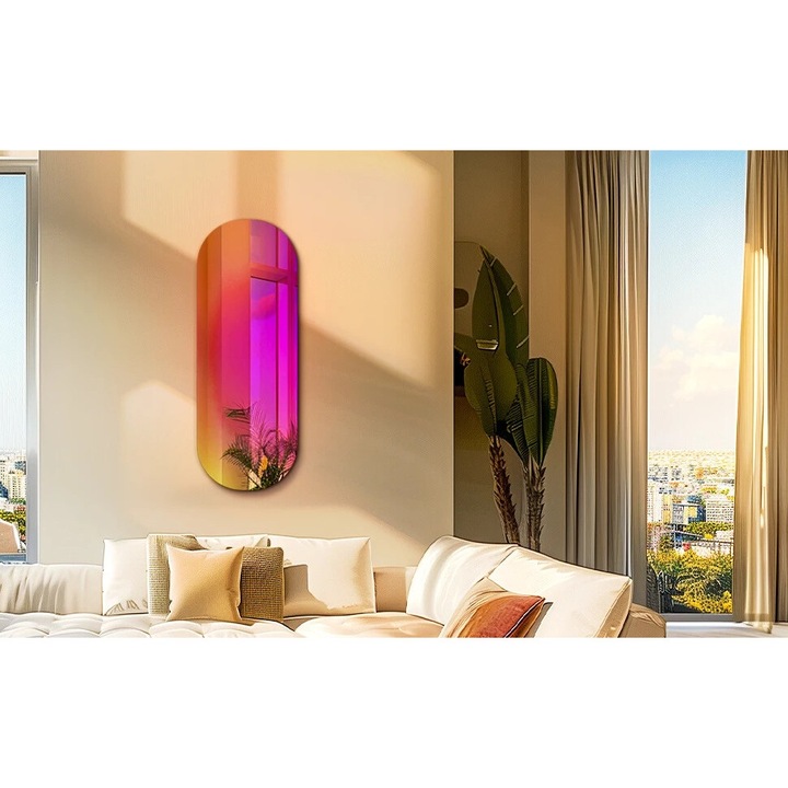 Fali tükör, ovális, szivárvány színekben, 17,5 x 47,2 hüvelyk