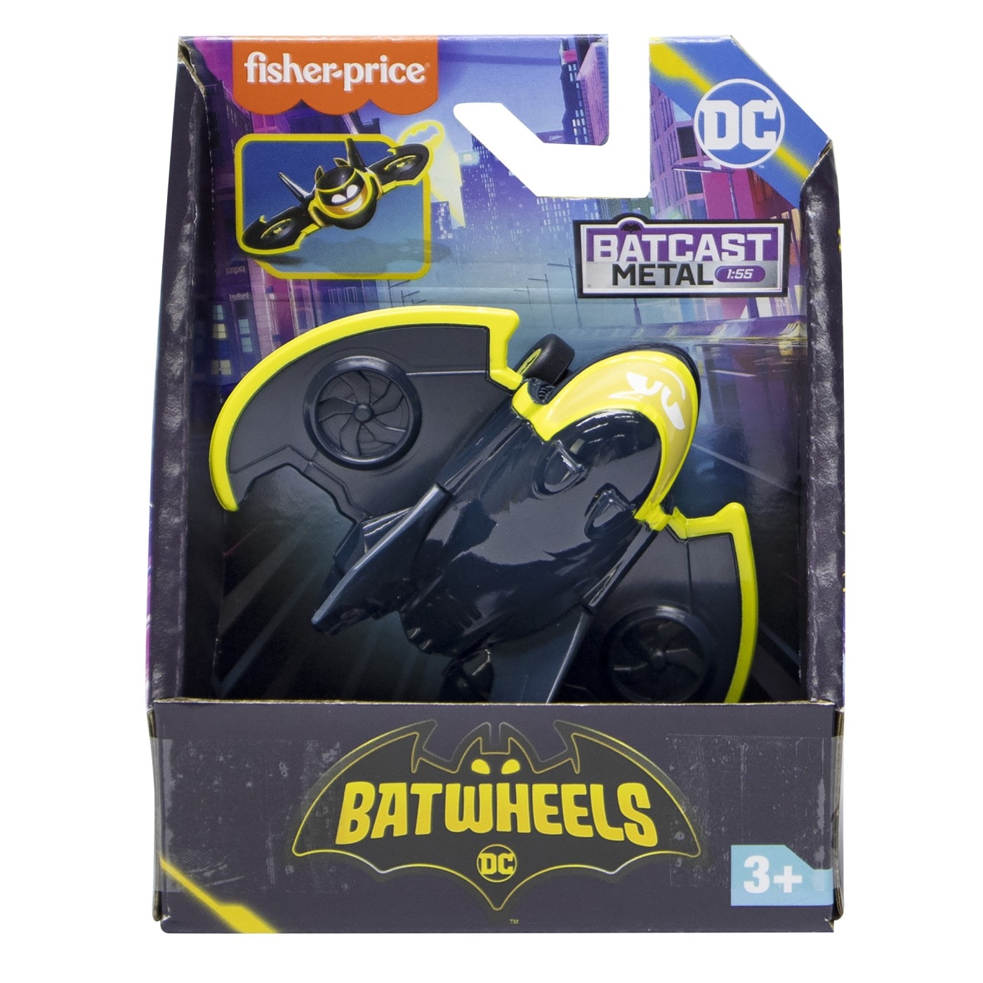 Masinuta metalica Fisher Price Batwheels - Avionul Batwing, 1:55
