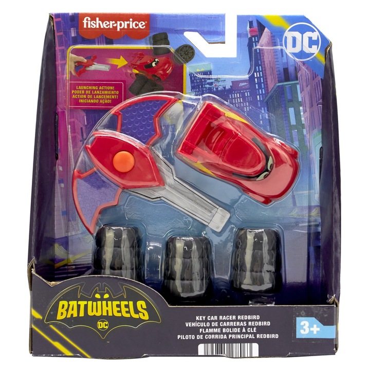 Количка Fisher Price Batwheels with launcher, Червен, 1:55