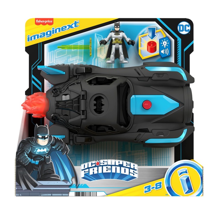 Количка Fisher Price Imaginext DC Super Friends - Batmobile Deluxe vehicle, с фигура