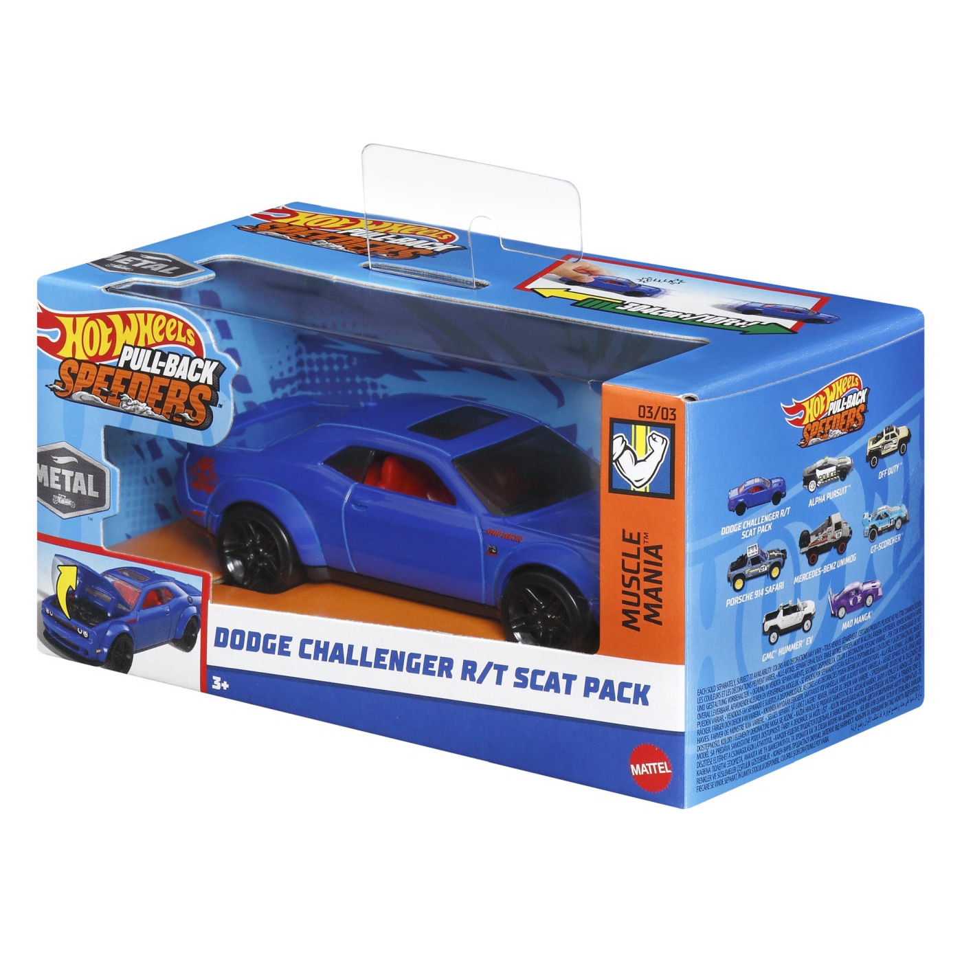 Masinuta Hot Wheels Pull-Back Speeders - Dodge Challenger R/T Skat