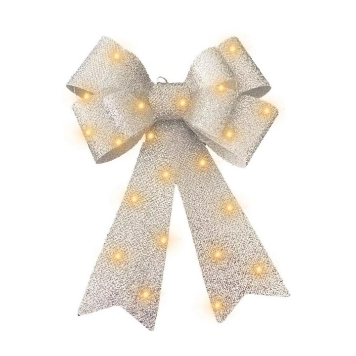 Funda mare cu sclipici si LED, 40 x 30 cm, argintiu, Vivo