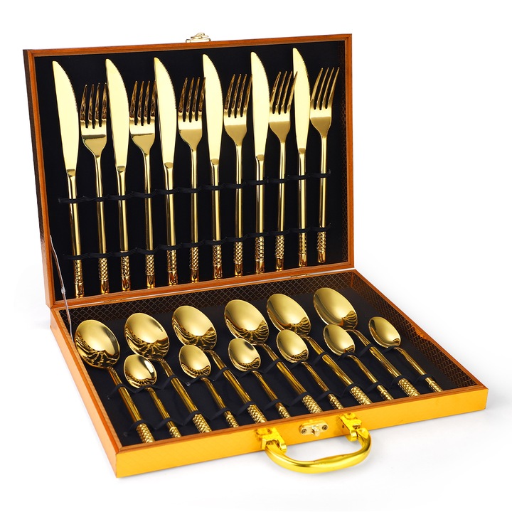 Комплект прибори VENUS STAR, неръждаема стомана 24 части, за 6 човека, златист