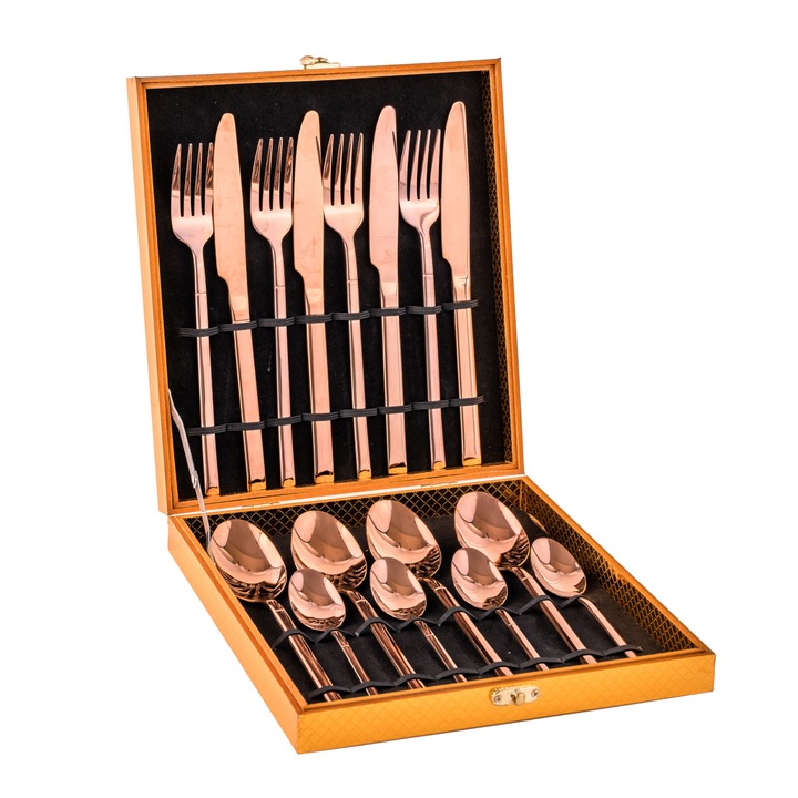 16 db-os rozsdamentes acél evőeszköz szett, rózsaszín, VENUS STAR