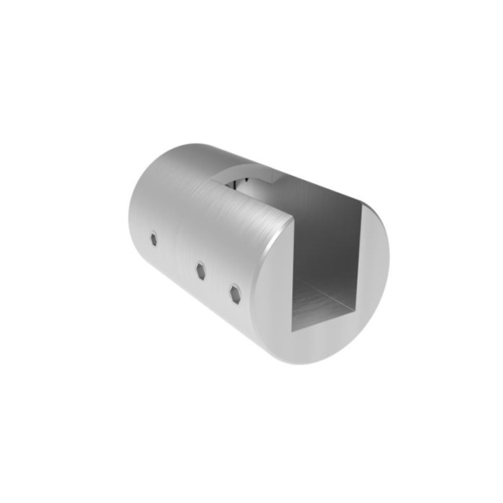Suport de Sticla Cilindric Conector Plat 50X32 AISI 316 Finisaj Satinat pentru Sticla 8-12, 76 Distanta 24mm