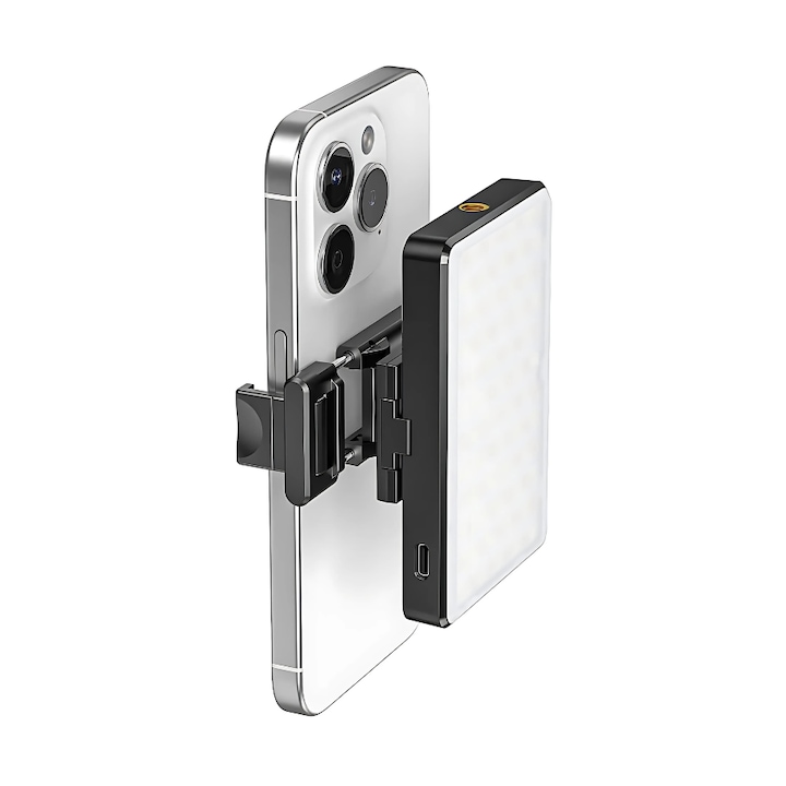 Er-Tech Portable LED Selfie Lamp – LED светлина с държач за телефон, идеална за Vlog, видео, стрийминг на живо и снимки, съвместима с iPhone, Android, таблети и лаптопи