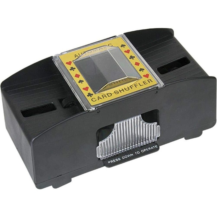 Автоматично устройство за разбъркване на карти за игра, Enforose, капацитет за 2 тестета, захранване с батерии или USB-C, тиха работа