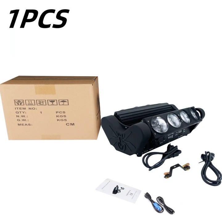 LED reflektor, RGBW, 8x15W LED, sokoldalú DMX vezérlés, villogó effektusok, 45x28x19cm