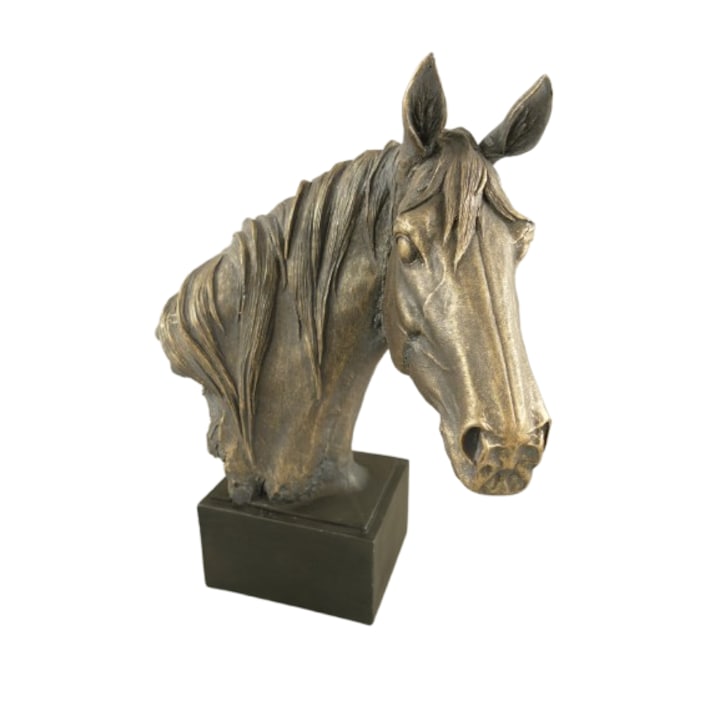 Statueta decorativa, cap de cal, negru bronz