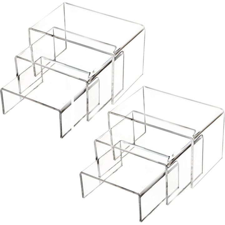 Set de 6 suporturi de expunere acrilice, ONEINHE, pentru figurine, prajituri si deserturi, transparente