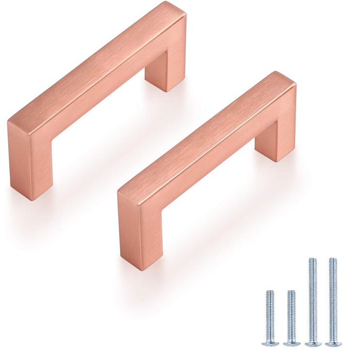 Комплект 15 мебелни дръжки, Probrico, Неръждаема стомана, 86 мм, Розово злато