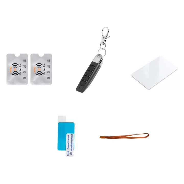 Set Accesorii pentru Flipper Zero, 1 Folie Protectie Display, Telecomanda 433MHz, 2 Protectii Rfid, Card RFID 13.56MHz Rewritable, Snur Prindere, UnderShop