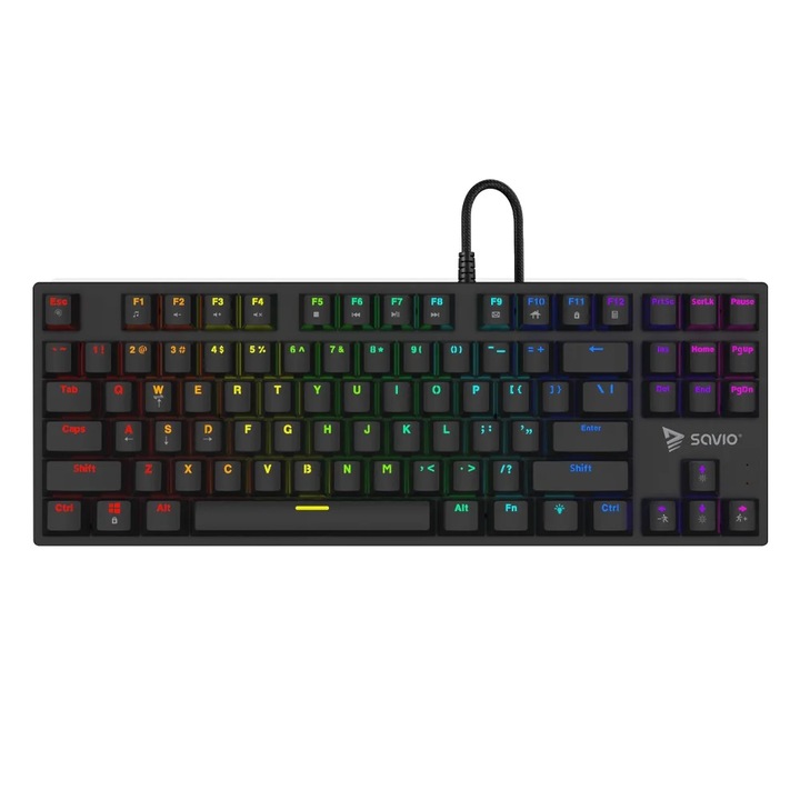 Tastatura Mecanica Gaming Profesionala, Savio Tempest X2 Outemu BROWN, iluminare RGB