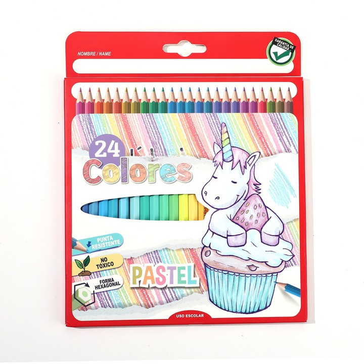 Комплект цветни моливи 24 цвята QttvbTna, артистично качество, елегантна кутия