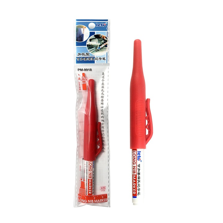 Маркер Leto, 32 мм, водоустойчив, за многократно пълнене, червен