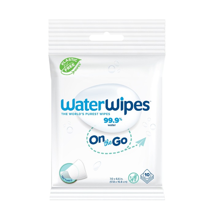 WaterWipes BIO мокри кърпички, 10 бр., 99.9% вода, биоразградими, за възрастни