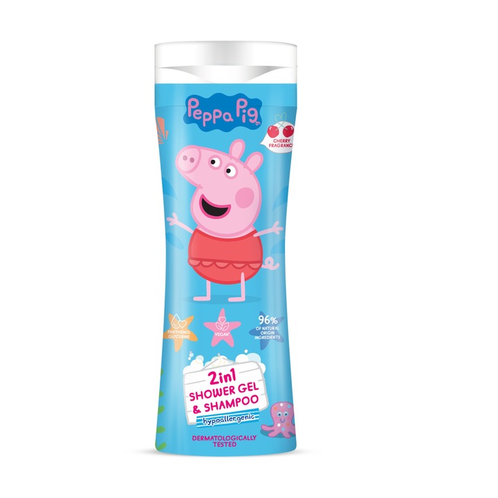 Душ гел и шампоан 2 в 1, Peppa Pig, аромат на череша, 300 ml