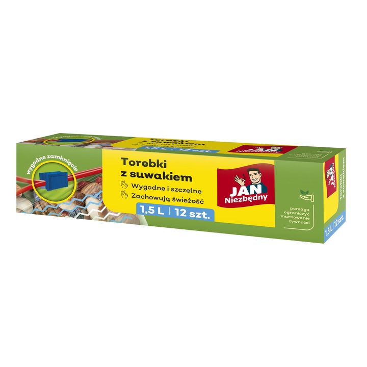 Set 12 pungi alimentare reutilizabile, 1.5L