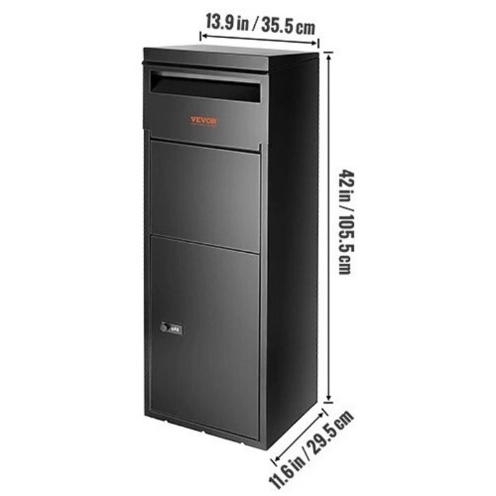 Csomagszállítási doboz, 0,8 mm-es horganyzott acél, kódolt zár és lopásgátló terelőlap, vízálló és rozsdamentes postaláda kültéri csomagok tárolásához, 42 hüvelyk