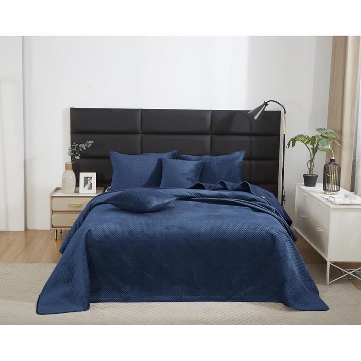 Cuvertura Velur Pikata pentru Fotel 80x160 Maya, Culoare Albastru Inchis, 100% Poliester