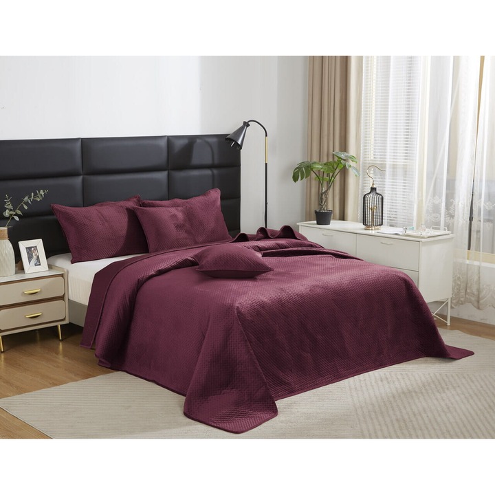 Cuvertura matlasata Maya, Spod Igly i Nitki, Poliester, 160x220cm, Visiniu