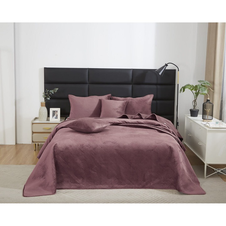 Cuvertura matlasata, Poliester, 200x220cm, Roz Inchis