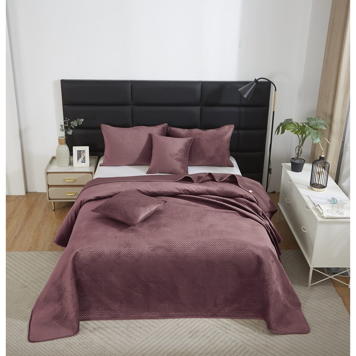 Cuvertura de pat, Poliester, 240x260 cm, Roz inchis