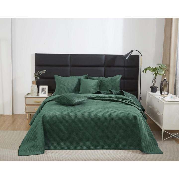 Кадифена завивка Пиката Maya, Тъмнозелена, 140x200 см