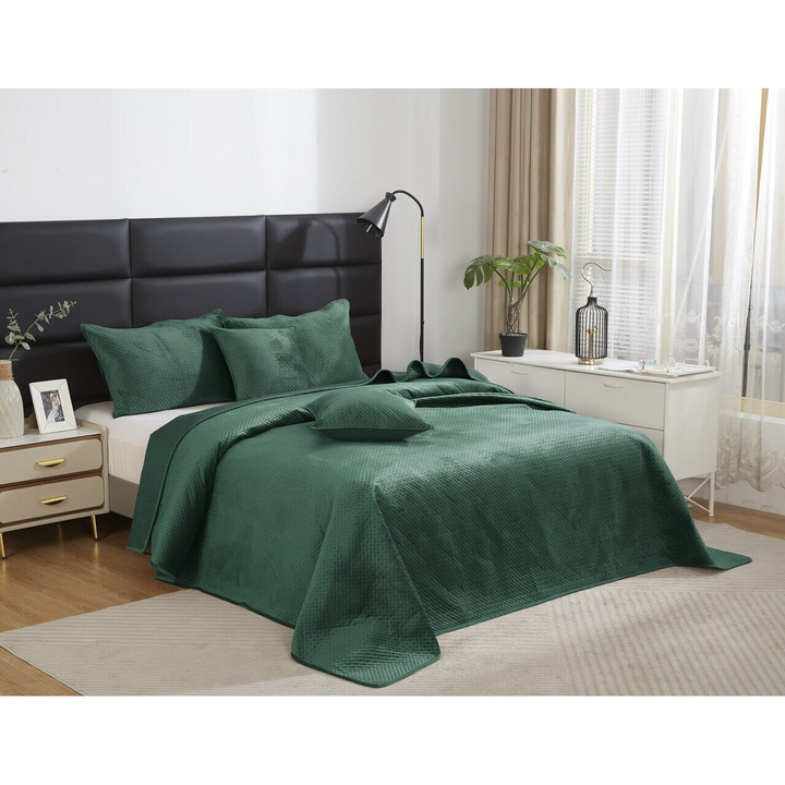 Кадифено одеяло Пиката Мая, Тъмнозелено, 160х220 см