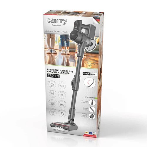 Aspirator vertical CAMRY PRO, motor fara perii, 400W, 2 acumulatori, 100 minute autonomie, 0,6L